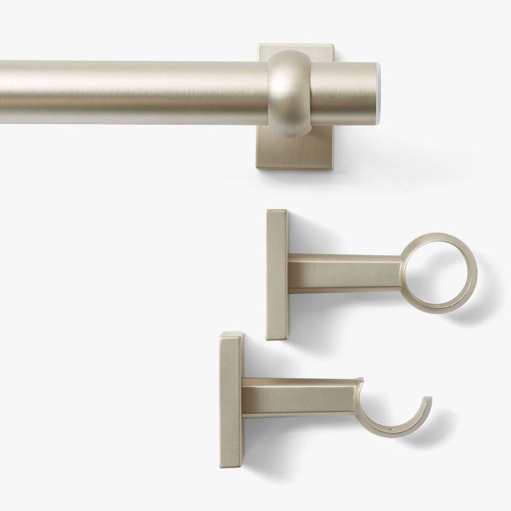 Pottery Barn Curtain Rod & Wall Bracket Pewter 28"-48" Length 1.25" Diameter NEW